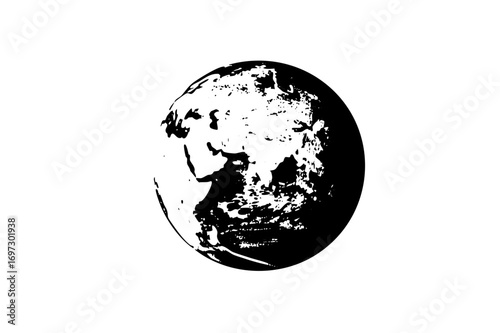 Vector Monochrome Earth depicts continents and oceans.