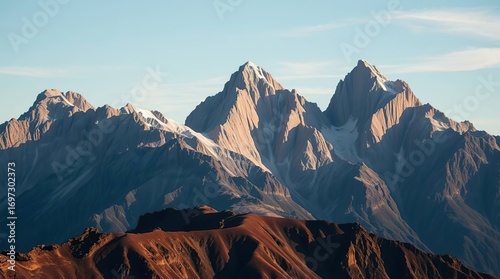 Majestic Mountain Peaks Sunrise.