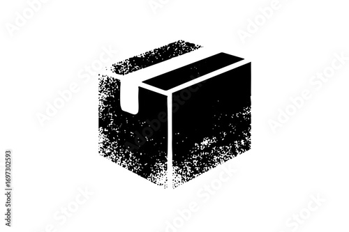 Vector Abstract black cube with cut-out  minimalist vector .