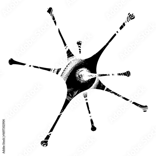 Vector Abstract neuron with radiating dendrites.
