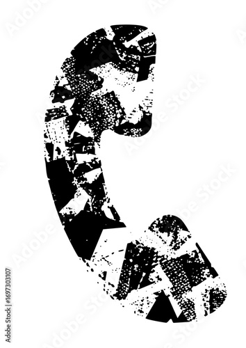 Vector Abstract black of a stylized telephone handset.