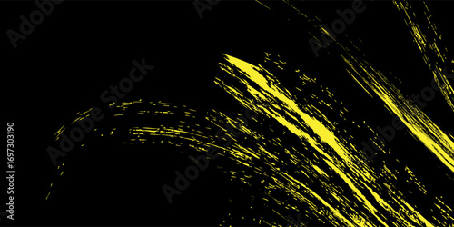 Yellow black brush stroke pattern car sticker, abstract banner, sporty lines, yellow black color combination, brush stroke pattern, grunge motorsport racing design, vector illustration.