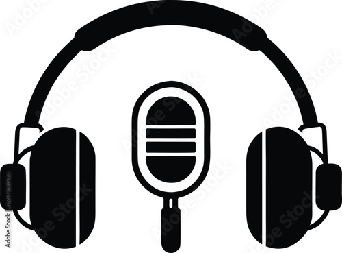 Headphones with microphone vector icon.