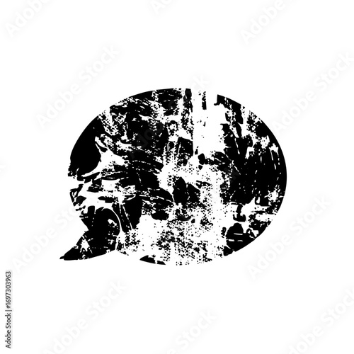Vector Distressed speech bubble with textured fill.