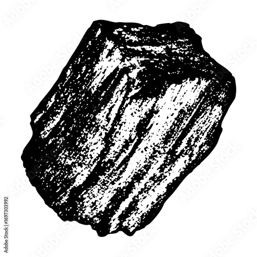 Vector Detailed of a fractured charcoal block.