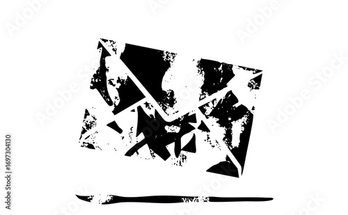 Vector Abstract shattered shape with brushstroke element.