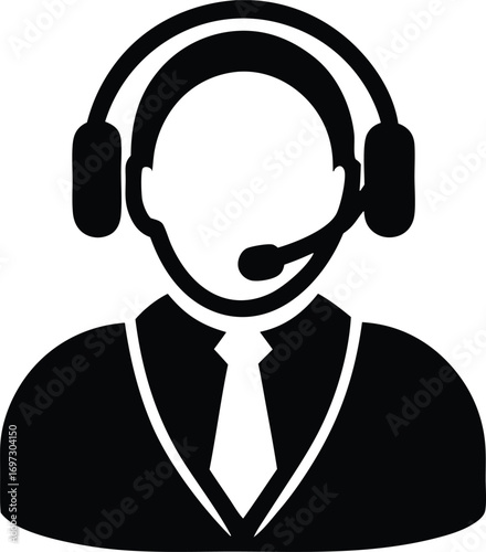Headset support agent vector icon.