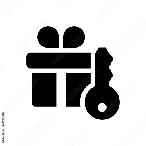 Solid gift icon with a key, symbolizing unlocked rewards, special access, and exclusive offers