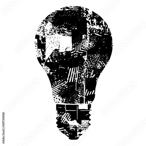 Vector Black silhouette of a lightbulb containing a human profile .