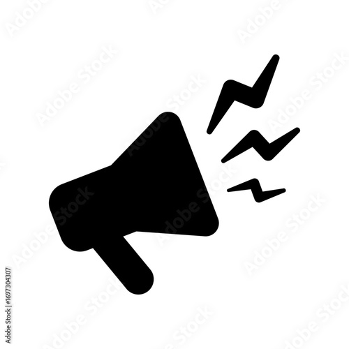 Megaphone icon with lightning, symbolizing voice, announcement, promotion, and communication power. Conceptual illustration representing energy, motivation, hype, and viral content.