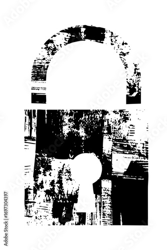 Vector Abstract padlock with keyhole detail.