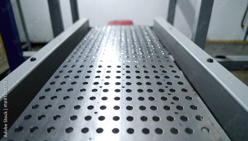 Obraz premium Silver Perforated Metal Sheet with Dot Pattern