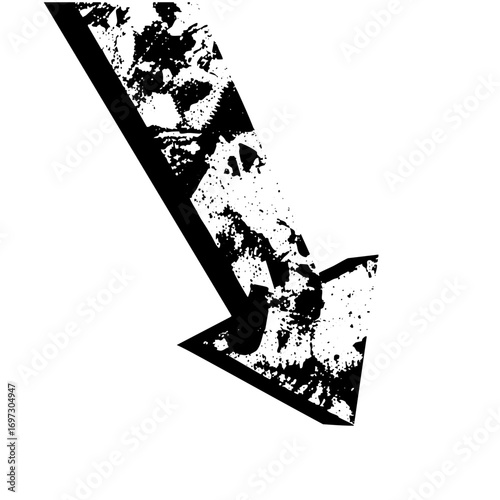 Vector Distressed downward arrow with a grunge texture.