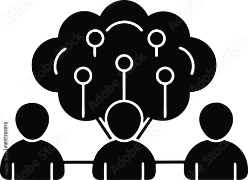Online brainstorming vector icon.