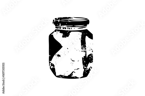 Vector Black and white of a vintage glass jar.
