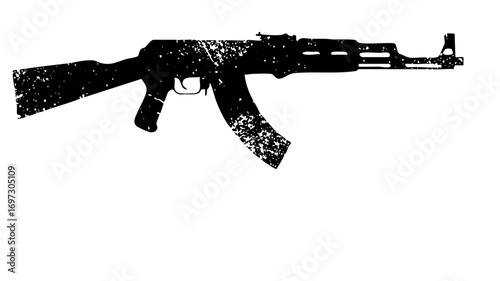 Vector Black silhouette of an automatic rifle .