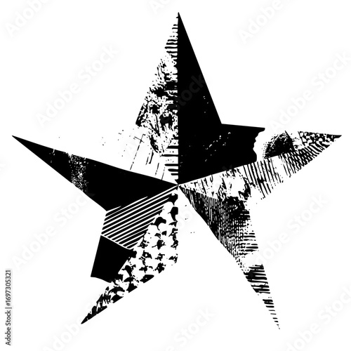 Vector Abstract star featuring opposing profile faces.