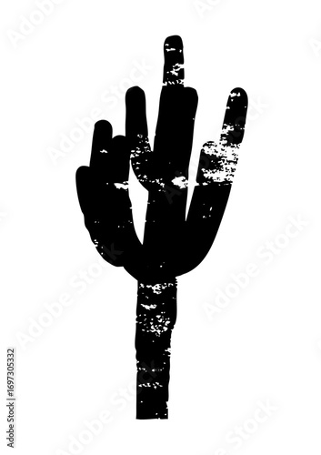 Vector Black Silhouette of a Desert Cactus