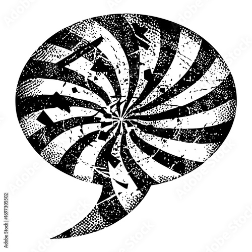 Vector Dynamic swirl within a speech bubble shape.