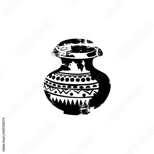Vector Stylized ceramic vase with geometric .