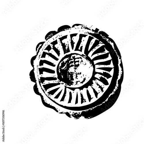 Vector Intricate floral emblem with central cross .