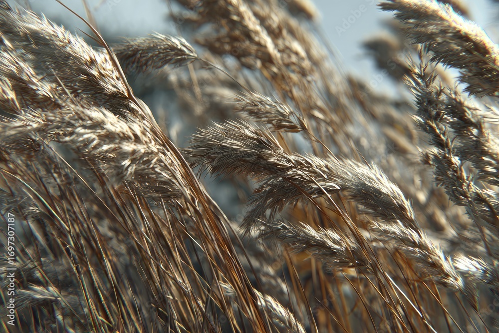 Fototapeta premium Windswept, golden grass field