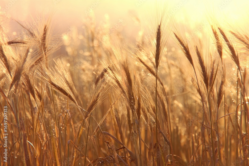 Obraz premium Golden wheat field at sunrise (2)