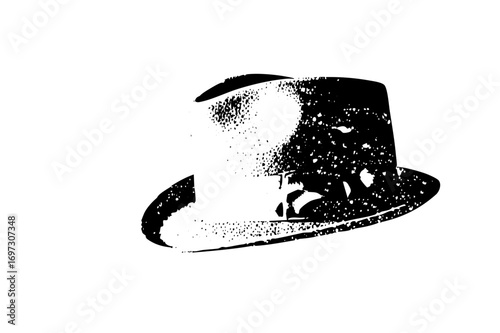 Vector Elegant black top hat with textured details.