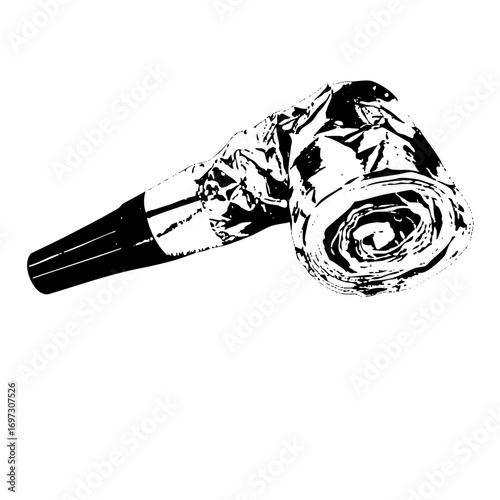 Vector Stylized hair dryer with detailed floral accents.