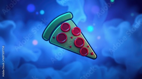 Pizza Slice 3D Neon.