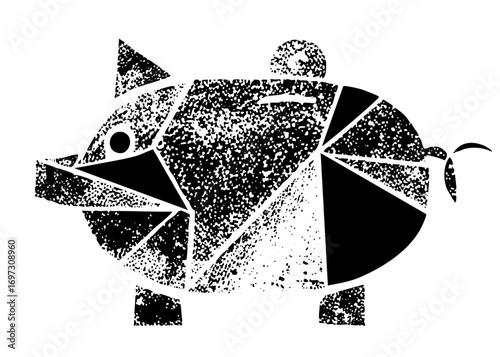 Vector Geometric pig depicts a playful savings concept.