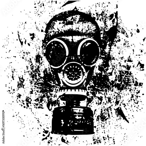 Vector Vintage gas mask with distressed texture.