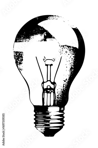 Vector Detailed vector of a lightbulb with internal components.