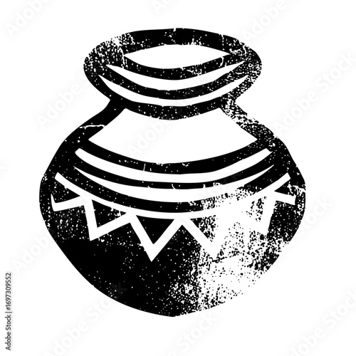 Vector Decorative ceramic pot with geometric .
