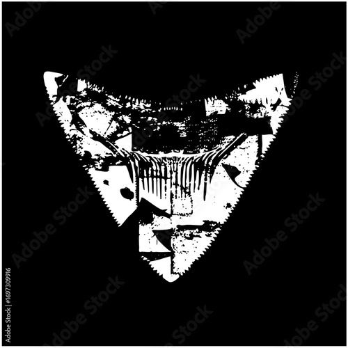Vector Abstract feline face within a triangular frame.