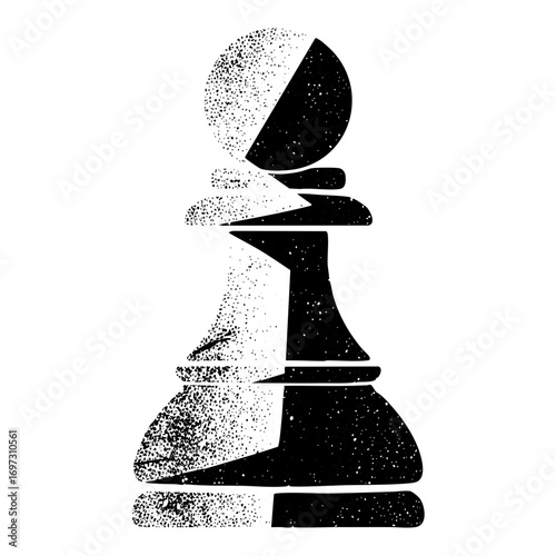 Vector Abstract chess pawn dissolving into particles