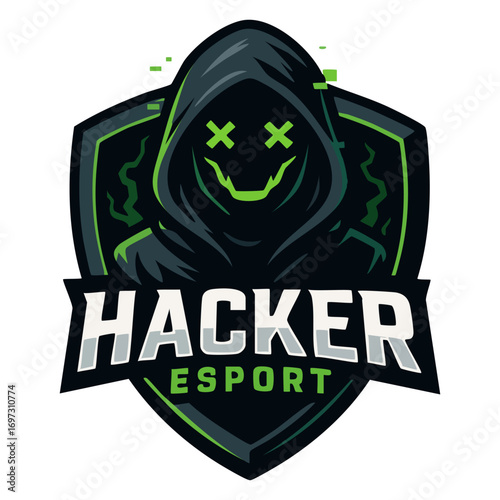 Hacker Esport Logo Featuring Masked Figure