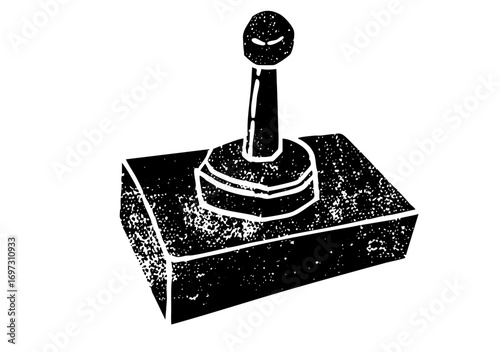 Vector Vintage gaming joystick in monochrome style.