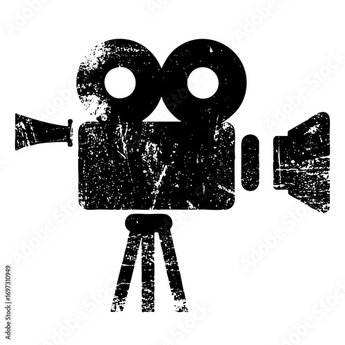 Vector Vintage film camera with tripod