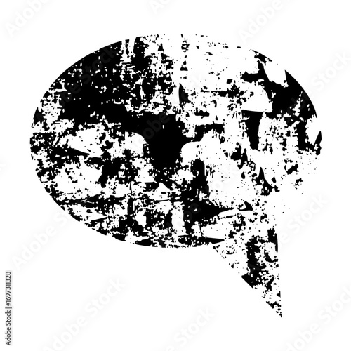 Vector Distressed speech bubble with textured fill.