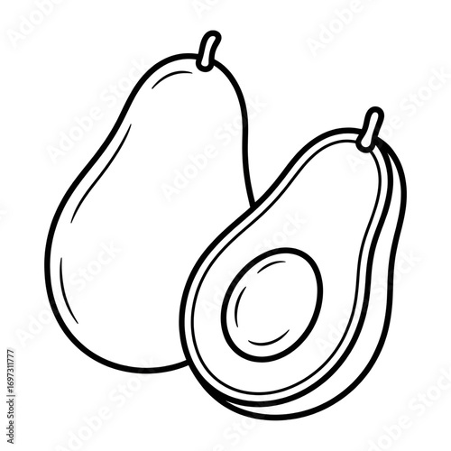 a colouring page vector illustration of an avocado 