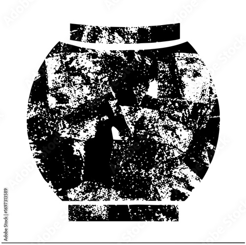 Vector Distressed ceramic vessel with textured surface.