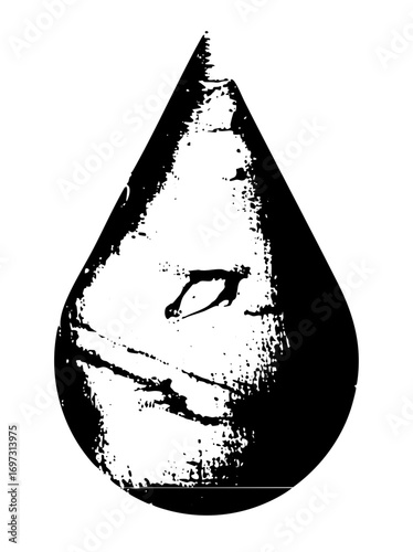 Vector Abstract droplet shape contains a stylized face .