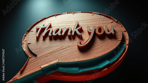 Wooden Thank You Speech Bubble.