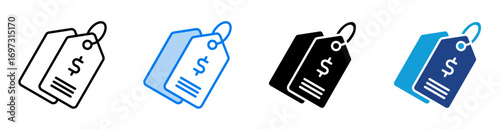 Price icon set multiple style collection