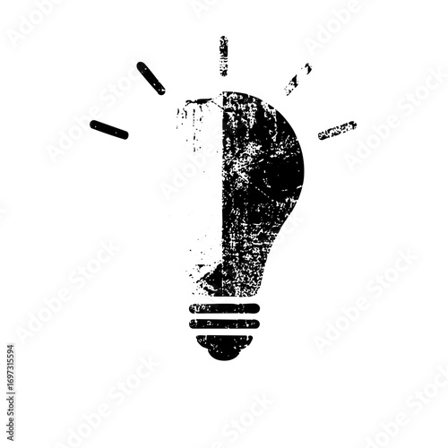 Vector Distressed lightbulb represents innovative ideas and energy.