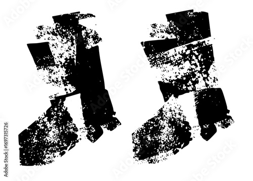 Vector Abstract glyphs of distressed block letters create a bold typographic .