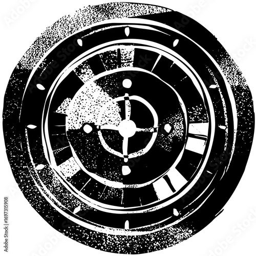 Vector Abstract tire track with central clockwork .