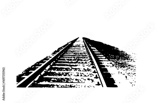 Vector Converging railroad tracks stretch into the distance.