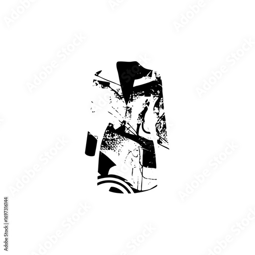 Vector Abstract warrior depicts a stylized figure with dynamic shapes.